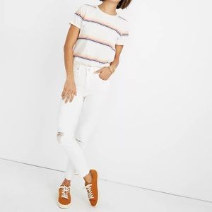 MADEWELL 9" Mid-Rise Distressed Skinny Crop Jeans in Pure White